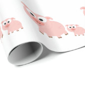 Papier Cadeau Porcs roses mignons (Coin rond)