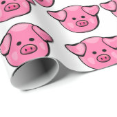 Papier Cadeau Porcs roses mignons qui s'enchaînent (Coin rond)