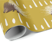 Papier Cadeau Porcupine Brown et moutarde (Coin rond)