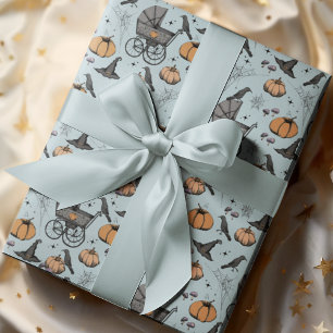 Papier Cadeau Porte-bébé bleu Halloween