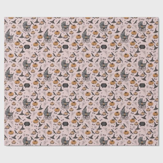 Papier Cadeau Porte-bébé rose Goth Halloween (Plat)
