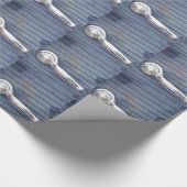 Papier Cadeau Porte bleue vintage, poignée argent (Coin)