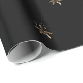 Papier Cadeau Porte-bougies Noir et Or Élégant Noël (Coin rond)