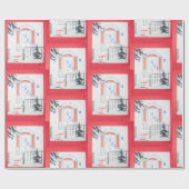 Papier Cadeau Porte de vacances Rouge (Plat)