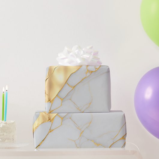 Papier Cadeau Porte en marbre blanc et or (Cadeaux de fête)