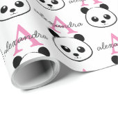 Papier Cadeau Porte-panda coutume Monogramme (Coin rond)