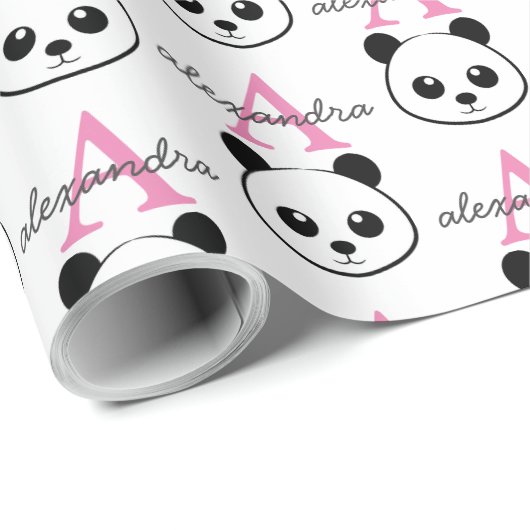 Papier Cadeau Porte-panda coutume Monogramme (Coin rond)