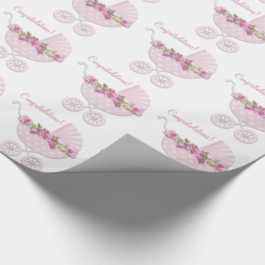 Papier Cadeau Porte rose bébé fille (Coin)