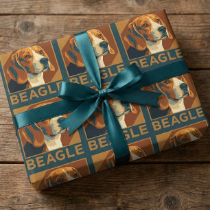 Papier Cadeau Portrait Beagle classique Style rétro