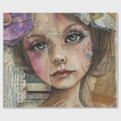 Papier Cadeau Portrait d'art en collage multimédia (1) (Plat)