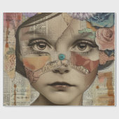 Papier Cadeau Portrait d'art en collage multimédia (10) (Plat)