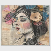 Papier Cadeau Portrait d'art en collage multimédia (2) (Plat)
