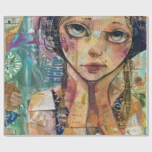 Papier Cadeau Portrait d'art en collage multimédia (8) (Plat)