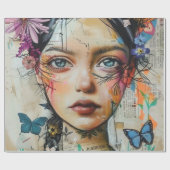 Papier Cadeau Portrait d'art en collage multimédia (9) (Plat)