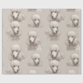 Papier Cadeau Portrait de Caniche Blanc Classique (Plat)