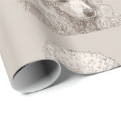 Papier Cadeau Portrait de Caniche Blanc Classique (Coin rond)