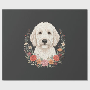 Papier Cadeau Portrait de chien floral Couronne botanique
