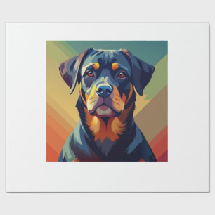 Papier Cadeau Portrait de chien Rottweiler coloré Art Pop Rétro