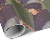 Papier Cadeau Portrait de Hans Holbein- de l'écriture d'Erasmus (Coin rond)