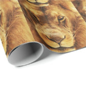 Papier Cadeau Portrait de lion africain mâle. (Coin rond)