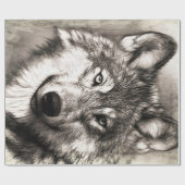 Papier Cadeau Portrait de loup (Plat)