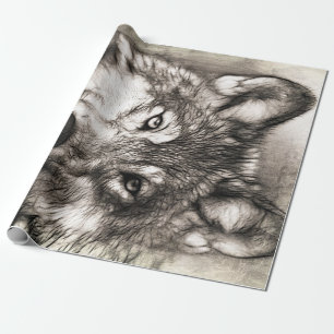 Papier Cadeau Portrait de loup
