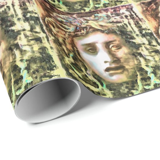 Papier Cadeau Portrait de Medusa d'un Gorgon (Coin rond)