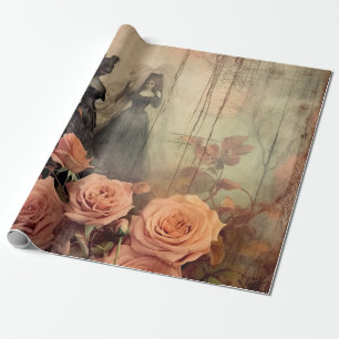 Papier Cadeau Portrait de rose victorienne gothique sombre