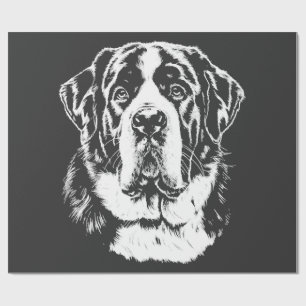 Papier Cadeau Portrait de Saint-Bernard tenue minimaliste