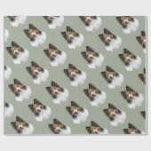 Papier Cadeau Portrait de Sheltie (Plat)