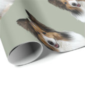 Papier Cadeau Portrait de Sheltie (Coin rond)