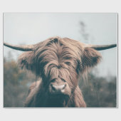 Papier Cadeau Portrait de vache Highland (Plat)