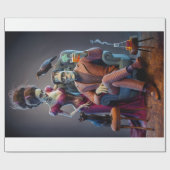 Papier Cadeau Portrait d'Halloween, un monstre et sa mariée (Plat)