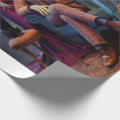 Papier Cadeau Portrait d'Halloween, un monstre et sa mariée (Coin)