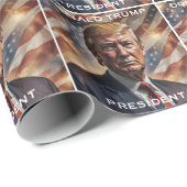 Papier Cadeau Portrait du président Donald Trump (Coin rond)