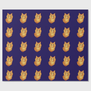 Papier Cadeau Portrait d'un chat orange par Louis Wain