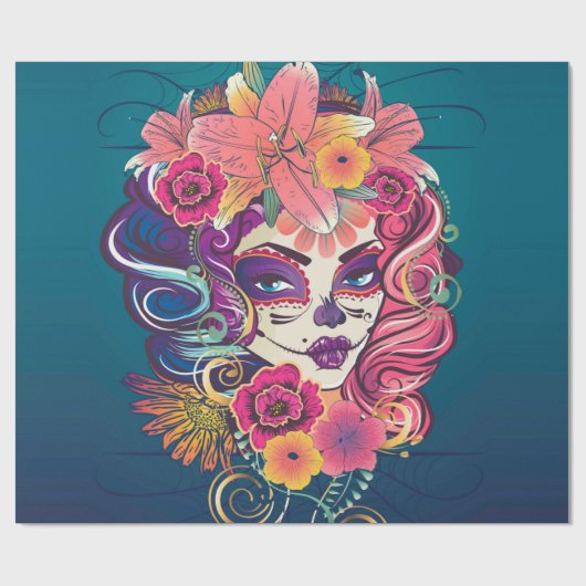 Papier Cadeau Portrait d'une couronne de fleurs (Plat)