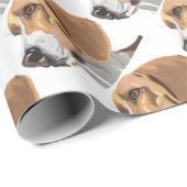 Papier Cadeau Portrait d'une tête de beagle (Coin rond)