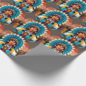 Papier Cadeau Portrait puissant en chef amérindien (Coin)