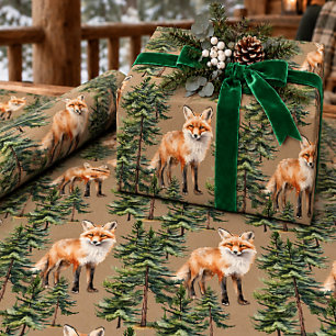 Papier Cadeau Portrait rustique de renard roux Vixen dans la for