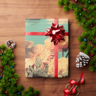 Papier Cadeau Portrait sous-marin surréaliste avec des fleurs de