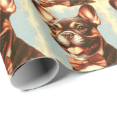 Papier Cadeau Portrait vintage de peinture Bulldog (Coin rond)