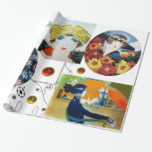 PAPIER CADEAU PORTRAITS DE FEMME , BEAUTÉ ART DÉCO MODE COSTUME (Déroulé)