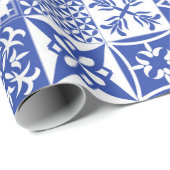 Papier Cadeau Portugais thème azulejo bleu carreaux papier (Coin rond)