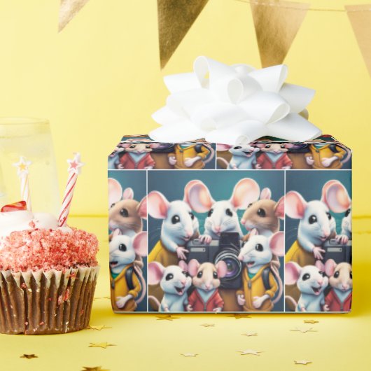 Papier Cadeau Pose De Souris Avec Caméra (Fête d'anniversaire)