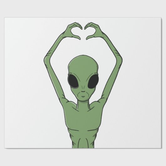 Papier Cadeau Pose du cœur extraterrestre (Plat)