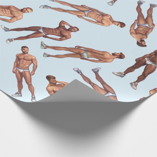 Papier Cadeau Posing Hunks Pattern (Coin)