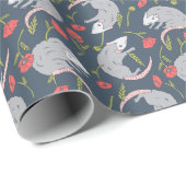 Papier Cadeau Possum et fleurs de pavot (Coin rond)