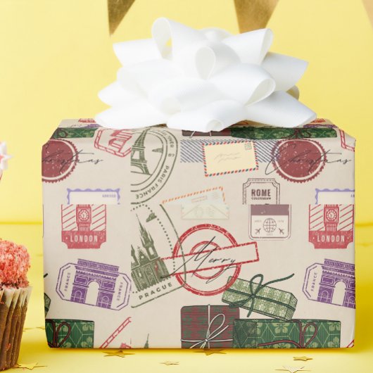 Papier Cadeau Postage christmas