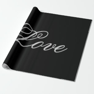 Papier Cadeau Postage Mariage d'amour gris sophistiqué